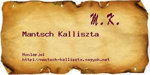 Mantsch Kalliszta névjegykártya